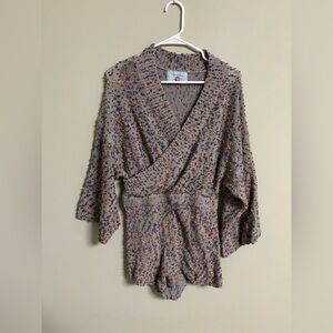 Judith March Size Small Confetti Pop Knit Flared Sleeves Surplice Sweater Romper